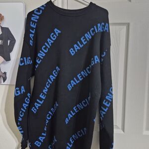 Balenciaga Black and Blue Women Sweater Dress